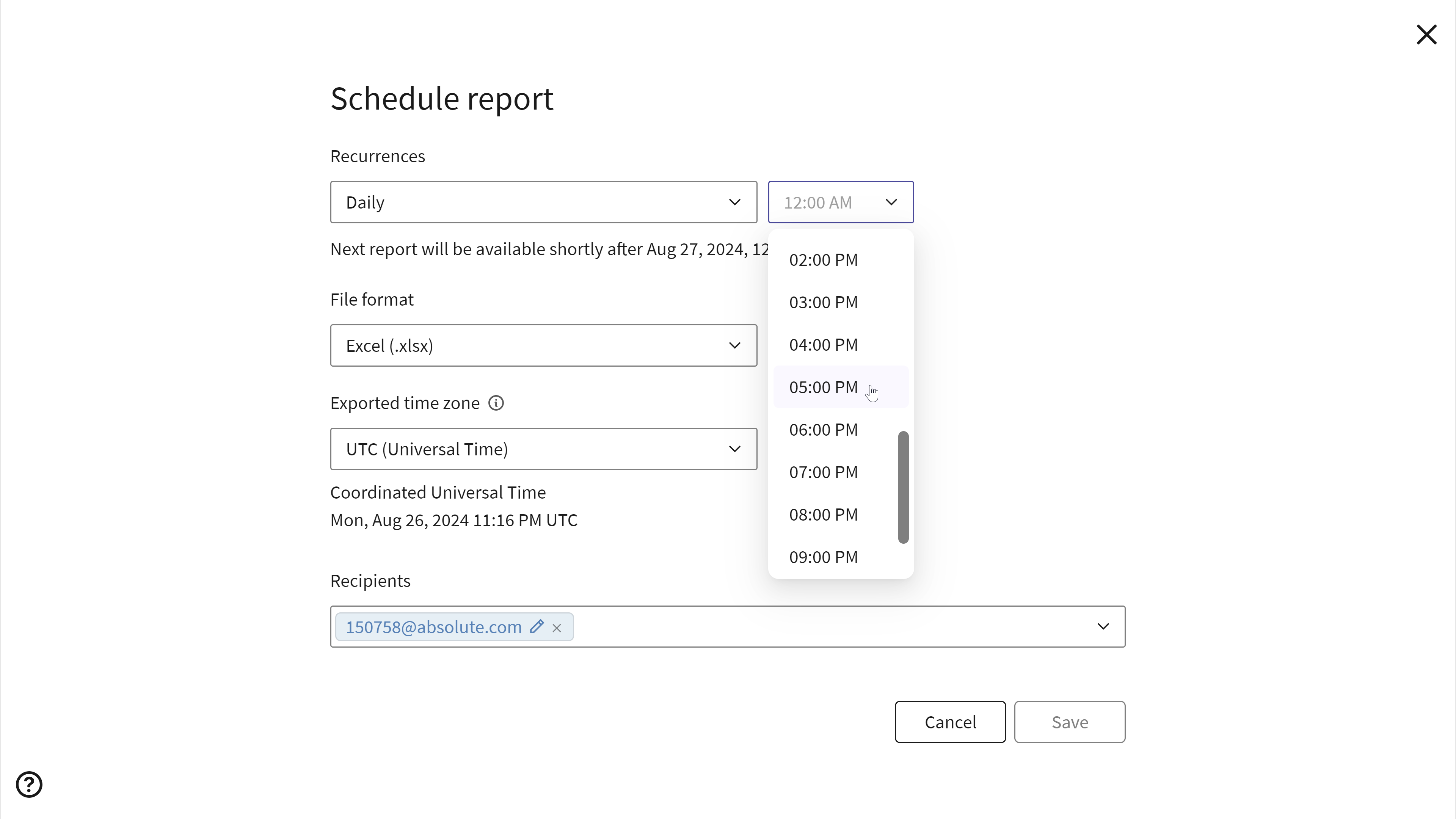 Schedule Report